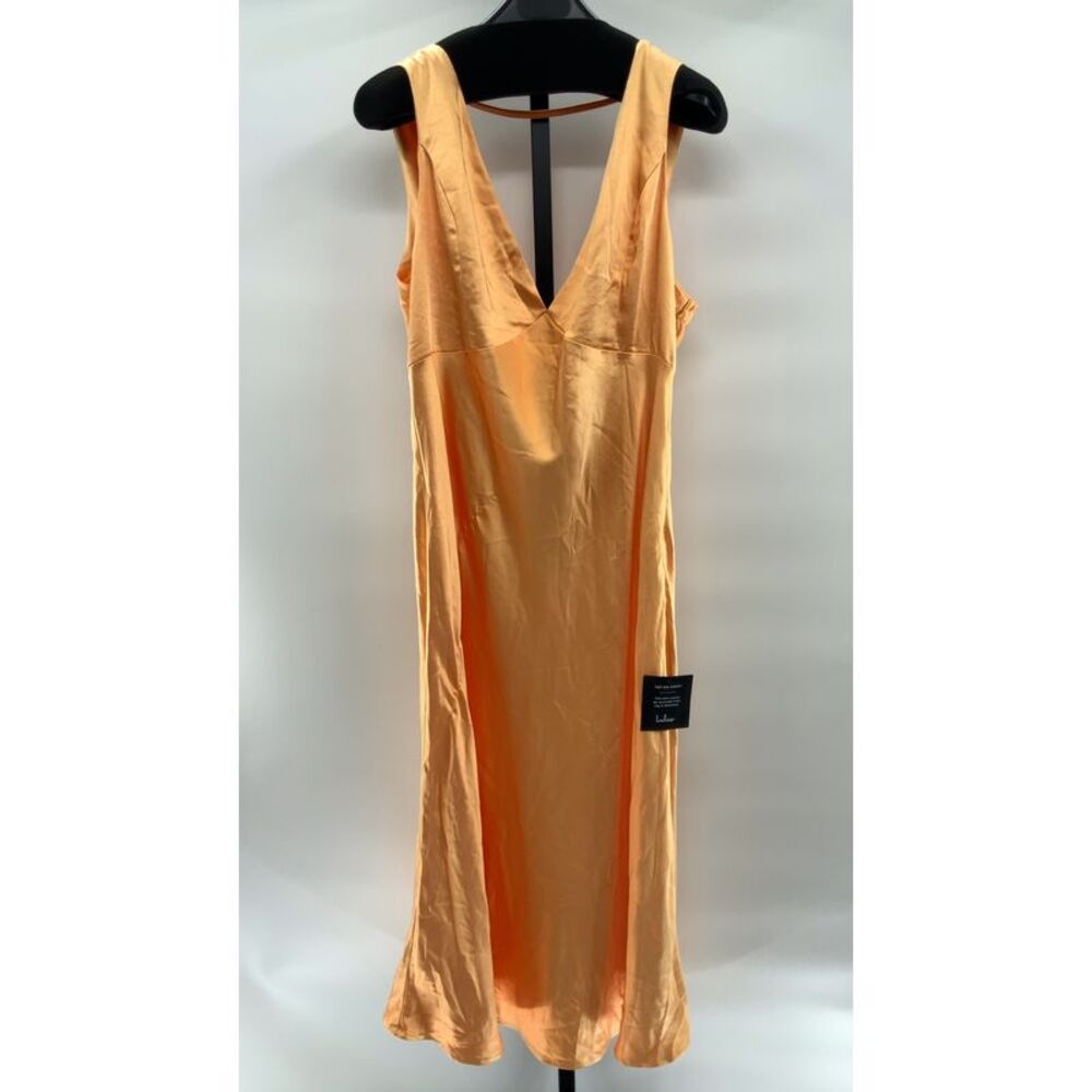 Lulu's Gold Satin V-Neck Slip Dress Cowl Back